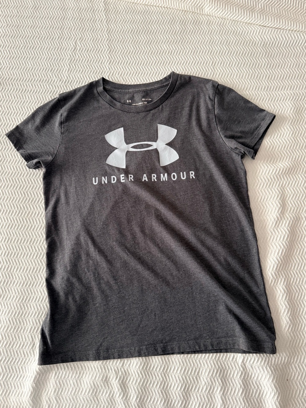 Women’s Under Armour The Classic Tee Charcoal Gray with White Logo